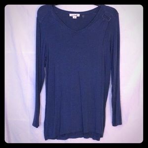 Blue cross-over knit top